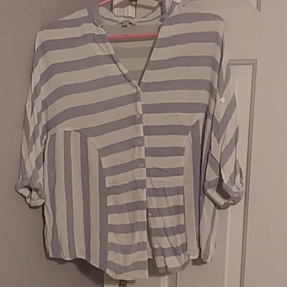 Striped button down blouse